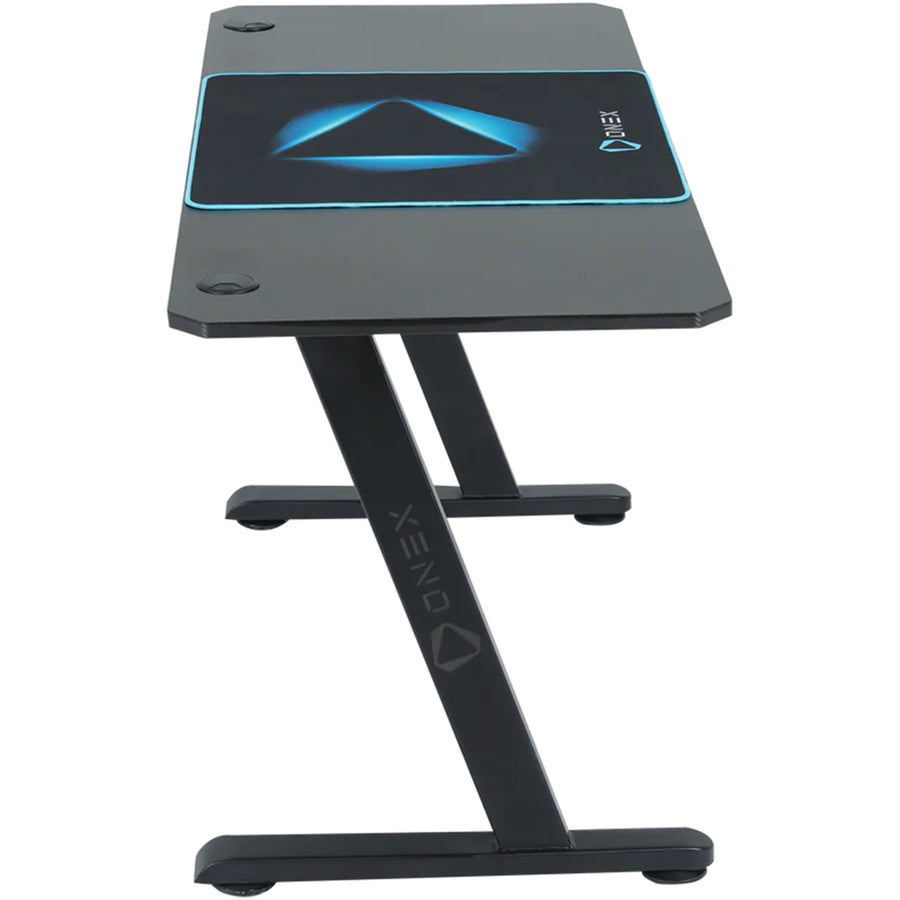 ONEX GD1400Z Ver.2 Z Shaped Gaming Desk - 1400x600x750mm - Carbon Fibre Melamine Finish Desktop - Half-Coverage Anti-Slip Desk Mat
