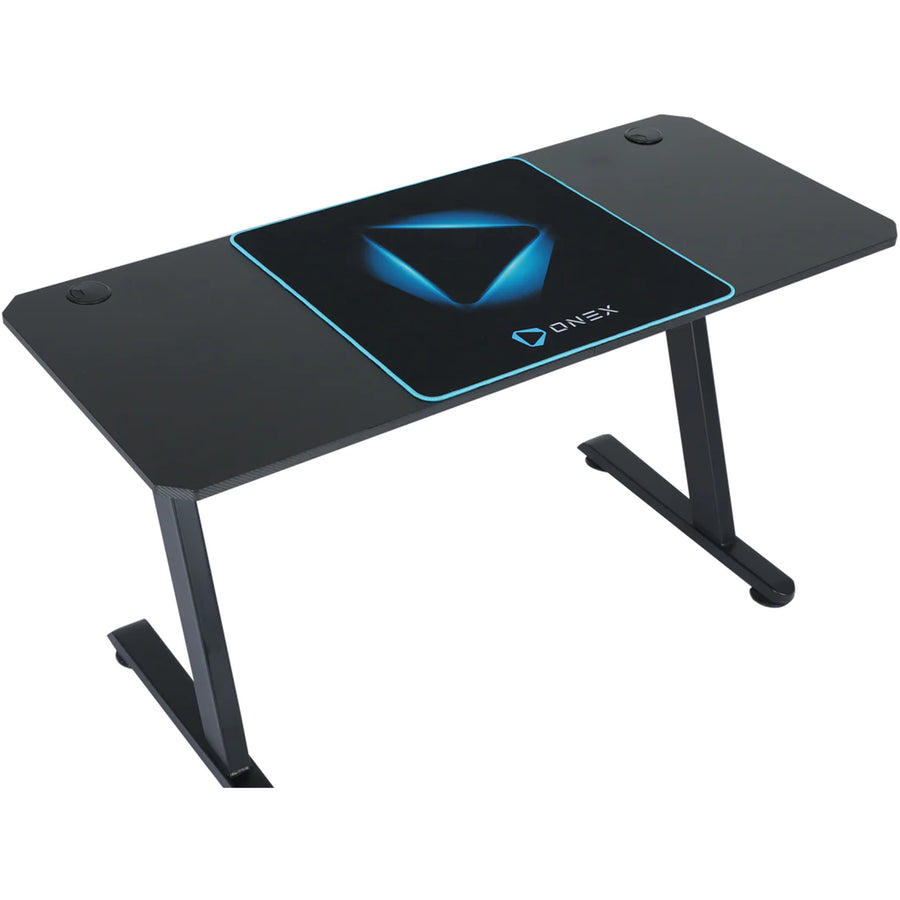 ONEX GD1400Z Ver.2 Z Shaped Gaming Desk - 1400x600x750mm - Carbon Fibre Melamine Finish Desktop - Half-Coverage Anti-Slip Desk Mat