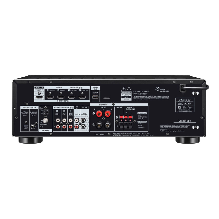 PIONEER VSX534B - 5.2 Channel AV Receiver Amplifier. 150 Watts per Chann 2x Subwoofer Preout 5x HDMI (4