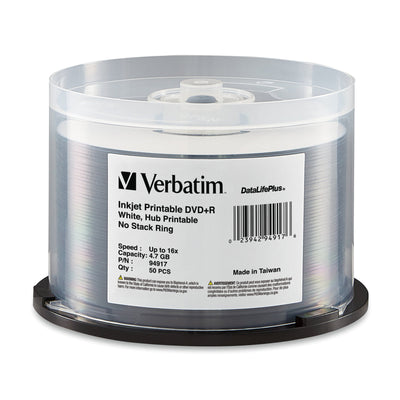 Verbatim DVD+R 4.7GB 16x White Wide Printable 50 Pack on Spindle
