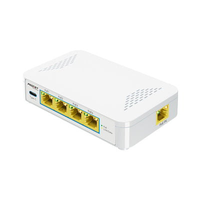 Procet PoE Systems Procet Gigabit PoE Extender with USB-C Out and 4 Port 65 Watt PoE Switch