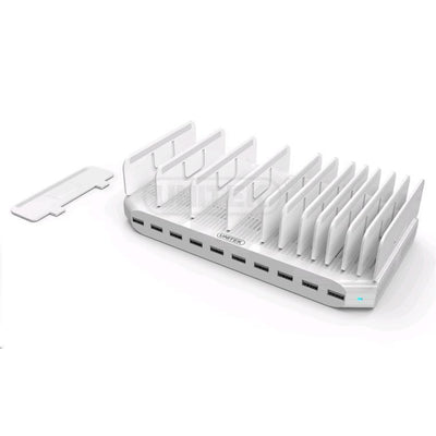 Unitek Y-2172 10-Port USB Smart Ladestation - (mit Halterung) 96W Schnellladefunktion BC1.2