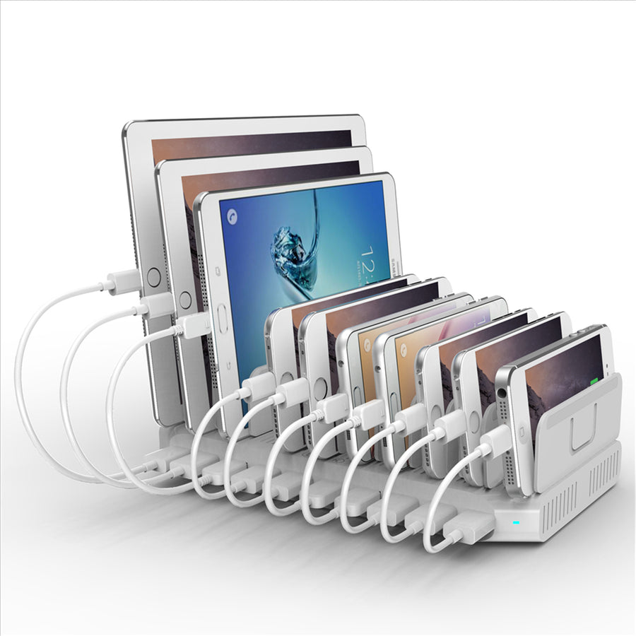 Unitek Y-2172 10-Port USB Smart Charging Station - (With Bracket Stand) 96W Rapid charging BC1.2
