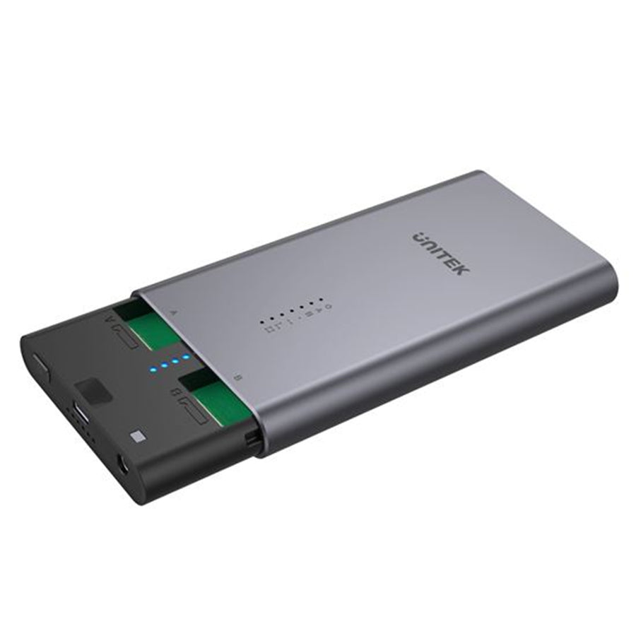 Unitek S1206A - USB-C to PCIe/NVMe M.2 SSD 10Gbps Dual Bay Enclosure. USB3.2 Gen2 10Gbps SuperSpeed.
