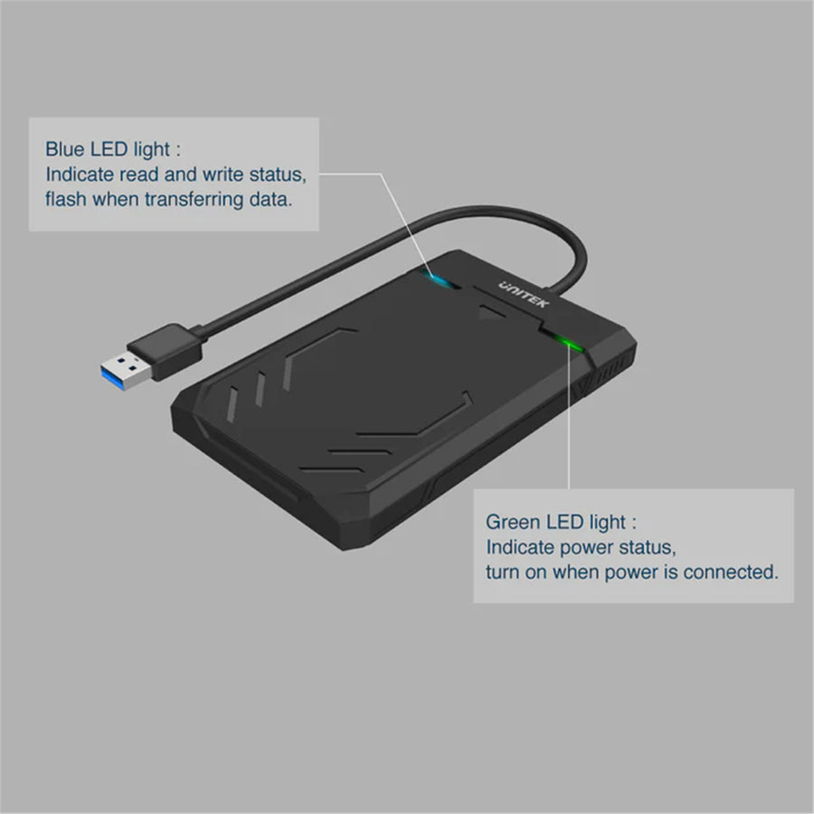 Unitek Y-3036 - USB 3.1 SATA HDD enclosure. Supports 2.5'' SATA HDD. Supports SATA 6G/3G/1.5G