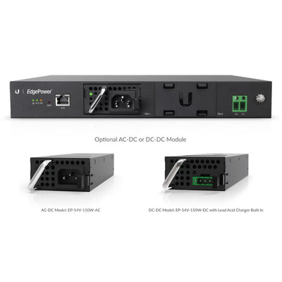 Ubiquiti EdgePower, 54V, 150W DC Power Supply for Powering EdgePoint Units, Supports AC/DC and DC/DC PSU Modules