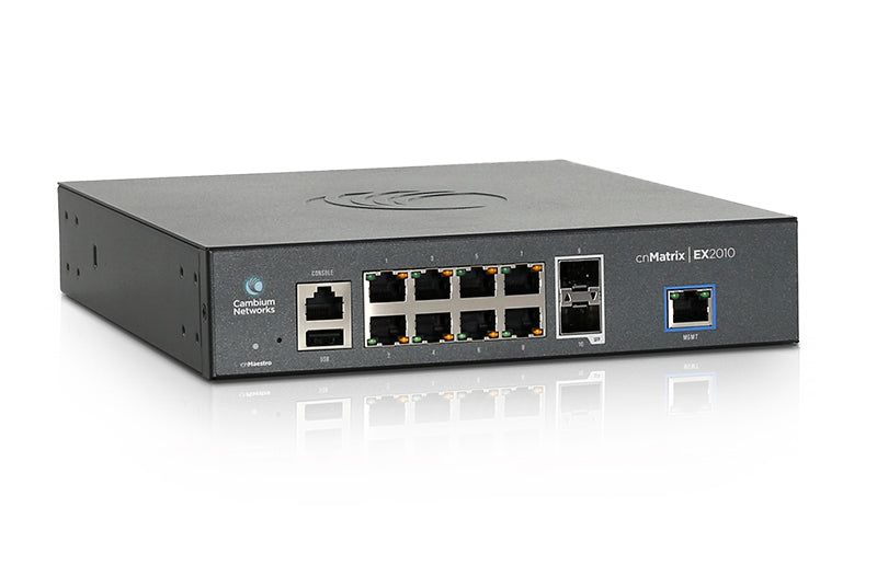 Cambium Networks EX2010 - Cambium cnMatrix EX2010 Intelligent Cloud Managed 8 Gigabit Ethernet Switch with 2 x SFP ports