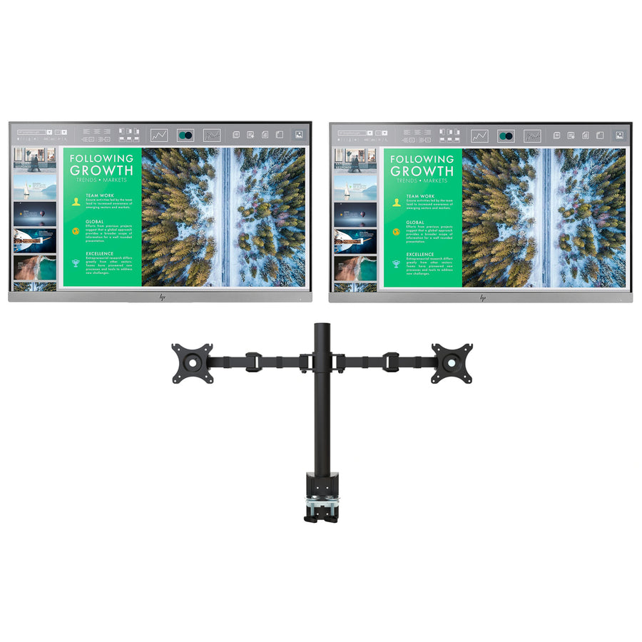 HP 2 x HP E243 24" Monitors (A-Grade Refurbished) Supplied with Loctek Dual Monitor Desk Mount Bracket - DisplayPort - HDMI - VGA - 18-Month Warranty - Certified Refurbished