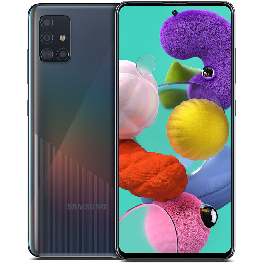 Samsung Galaxy A51 128GB Smartphone - Black (B-Grade Refurbished) with USB Cable - 18-Month Warranty - Certified Refurbished
