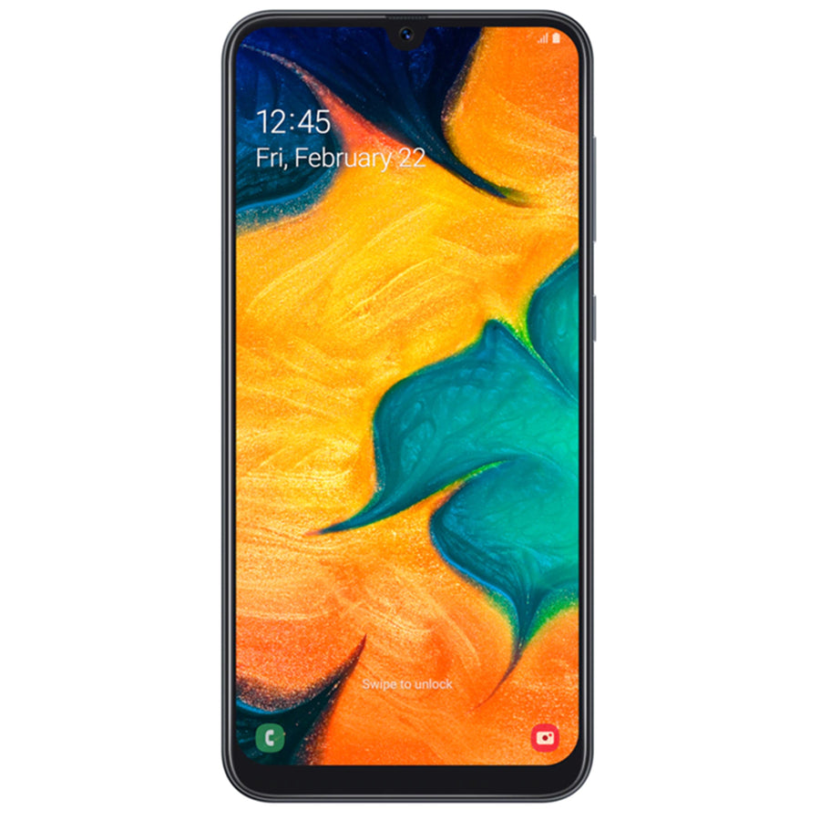 Samsung Galaxy A30 64GB Smartphone - Black - (A-Grade Refurbished) with Cable - 18-Month Warranty - Certified Refurbished