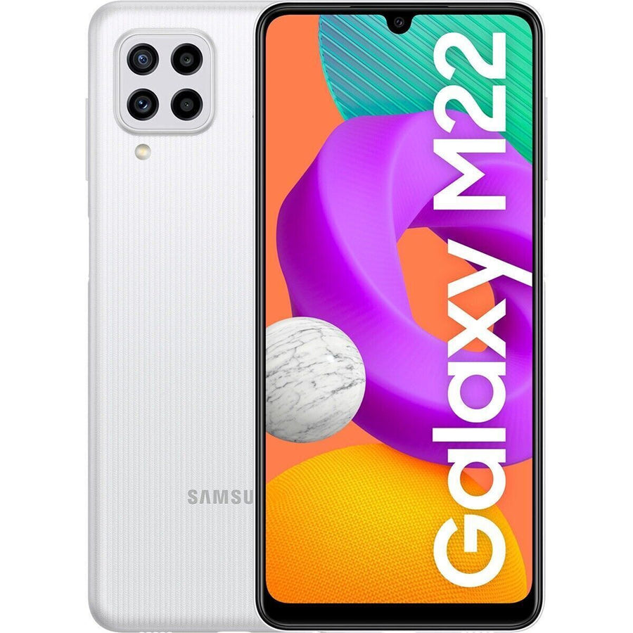 Samsung Galaxy M22 128GB Smartphone - White - (B-Grade Refurbished) with Cable - 18-Month Warranty - Certified Refurbished
