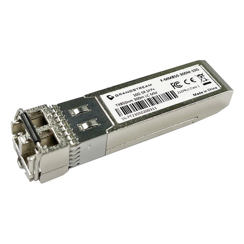 F-MM850-300M-10G - Grandstream Networks F-MM850-300M-10G - Grandstream SFP+ Fiber Module Multi-Mode, 850nm, 300-Meter, 10Gbps, LC (Sold Each)