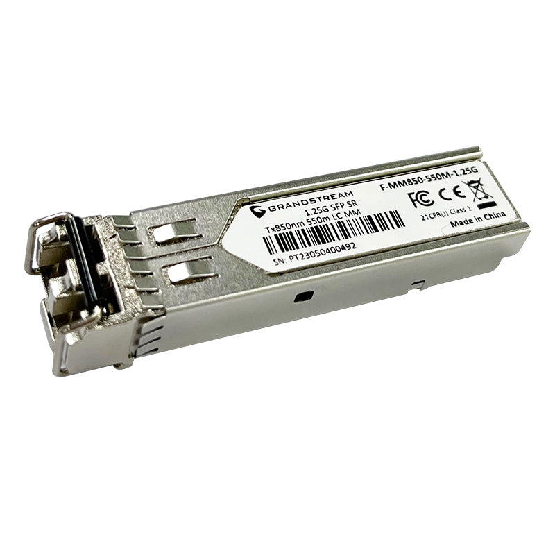 Grandstream Networks F-MM850-550M-1.25G - Grandstream SFP Fiber Module Multi-Mode, 850nm, 550-Metre, 1.25Gbps, LC (Sold Each)
