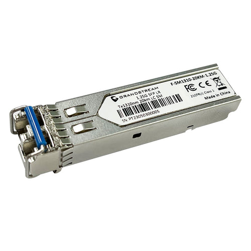 F-SM1310-20KM-1.25G - Grandstream Networks F-SM1310-20KM-1.25G - Grandstream SFP Fiber Module, Single-Mode, 1310nm, 20-Kilometer, 1.25Gbps, LC (Sold Each)