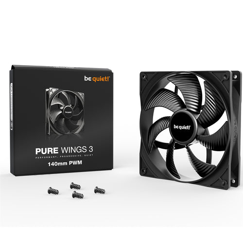 be quiet Pure Wings 3 Black 140mm PWM Case Fan, Noise Level 21.9 dBA Max, Airflow Upto 57.4 CFM