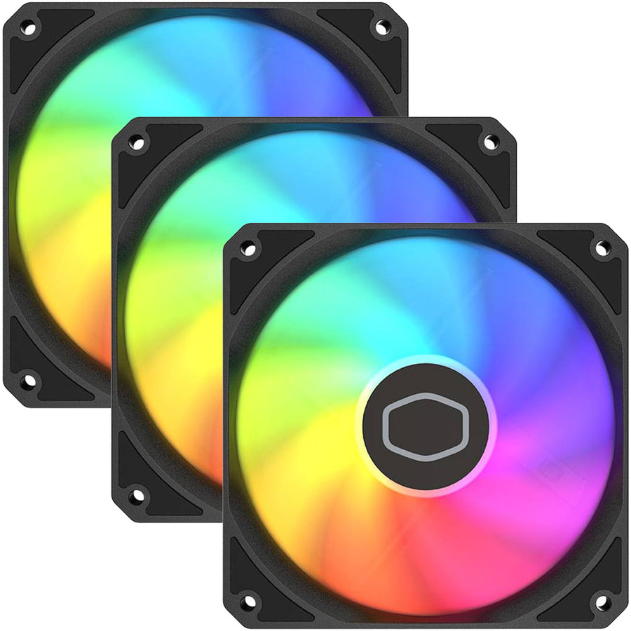 Cooler Master MasterFan MF 120 Lite ARGB Black PWM 120mm Case Fan, 3 Pack