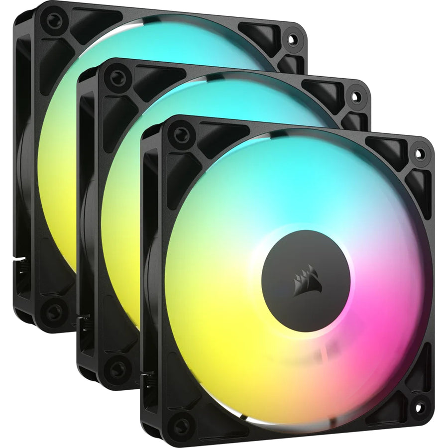 Corsair RS120 ARGB Black 120mm ARGB Fan 3x Pack with daisy-chained 4-pin PWM and +5V ARGB motherboard control