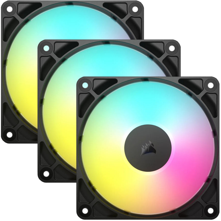 Corsair RS120 ARGB Black 120mm ARGB Fan 3x Pack with daisy-chained 4-pin PWM and +5V ARGB motherboard control
