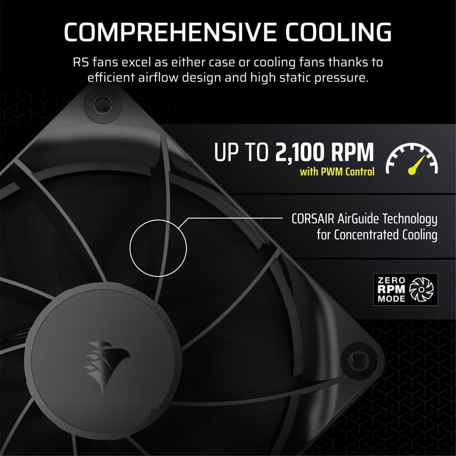 Corsair RS120 Black 120mm Fan Triple Pack with Daisy-chainable 4-pin PWM connectors