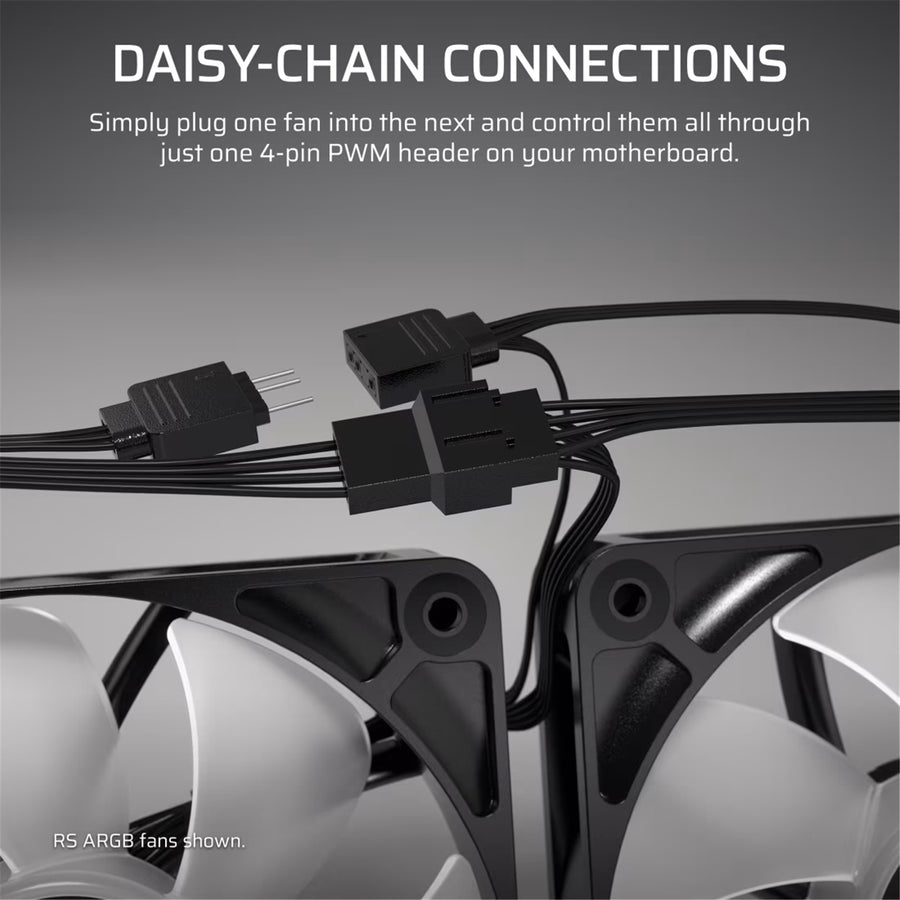 Corsair RS120 White 120mm Fan Triple Pack with Daisy-chainable 4-pin PWM connectors