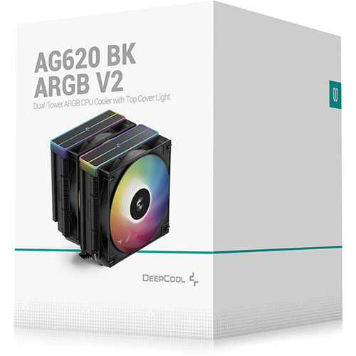 DEEPCOOL AG620 V2 Black CPU Cooler 2 x 120mm ARGB Fan, Support Intel LGA 1851/ 1700 / 1200 / 1151 / 1150 / 1155, AMD AM5 / AM4