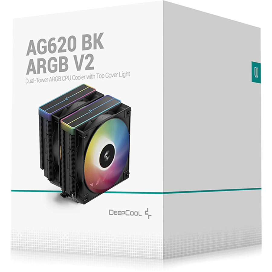 DEEPCOOL AG620 V2 Black CPU Cooler 2 x 120mm ARGB Fan, Support Intel LGA 1851/ 1700 / 1200 / 1151 / 1150 / 1155, AMD AM5 / AM4