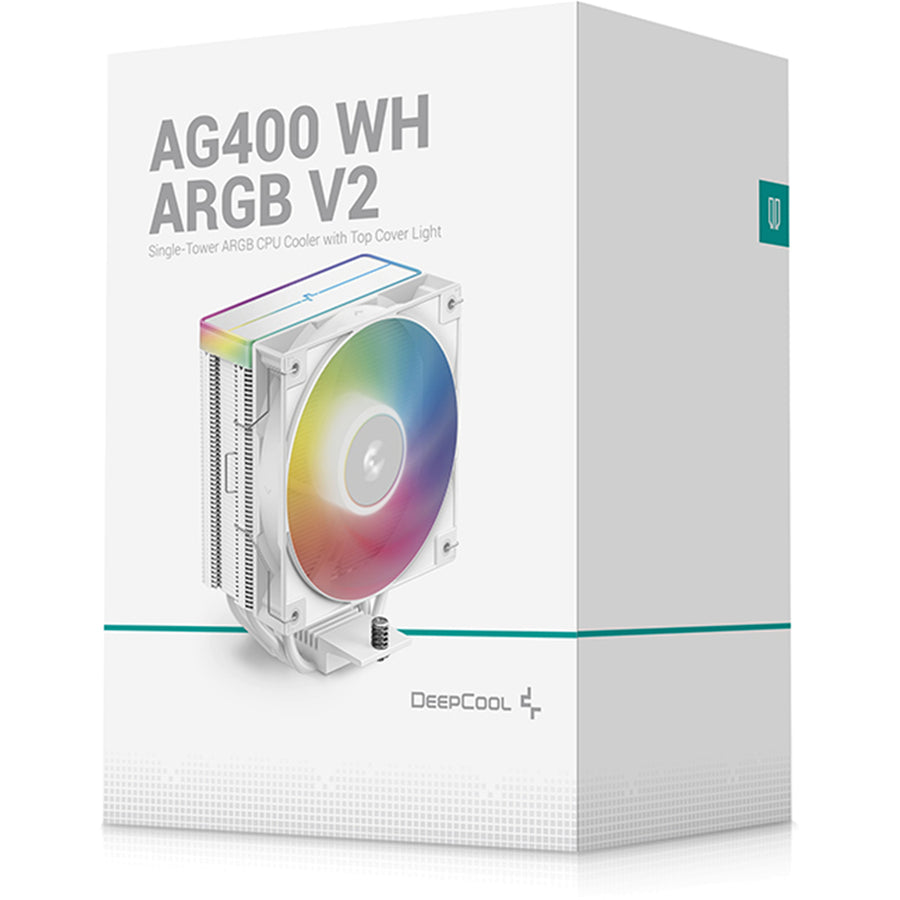 DEEPCOOL AG400 White ARGB V2 1x 120MM aRGB Fan, 150mm Clearance Support Intel LGA 1851/ 1700 / 1200 / 1151 / 1150 / 1155, AMD AM5 / AM4