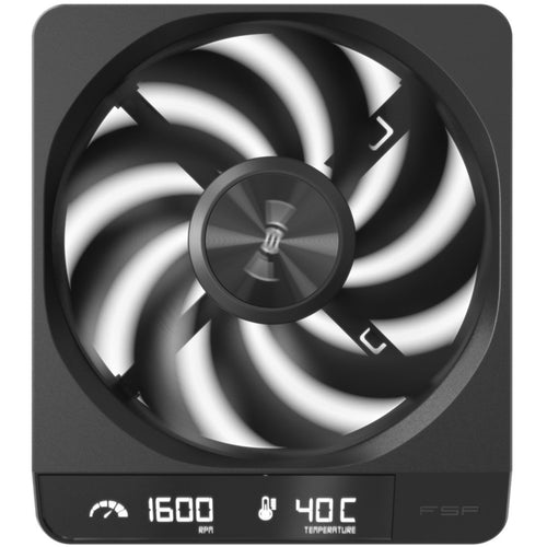 FSP ZenFan Black 120mm Case Fan With Digital Display for RPM & Temperature, 120mmx140mmx25mm, Require 140mm slot for installation