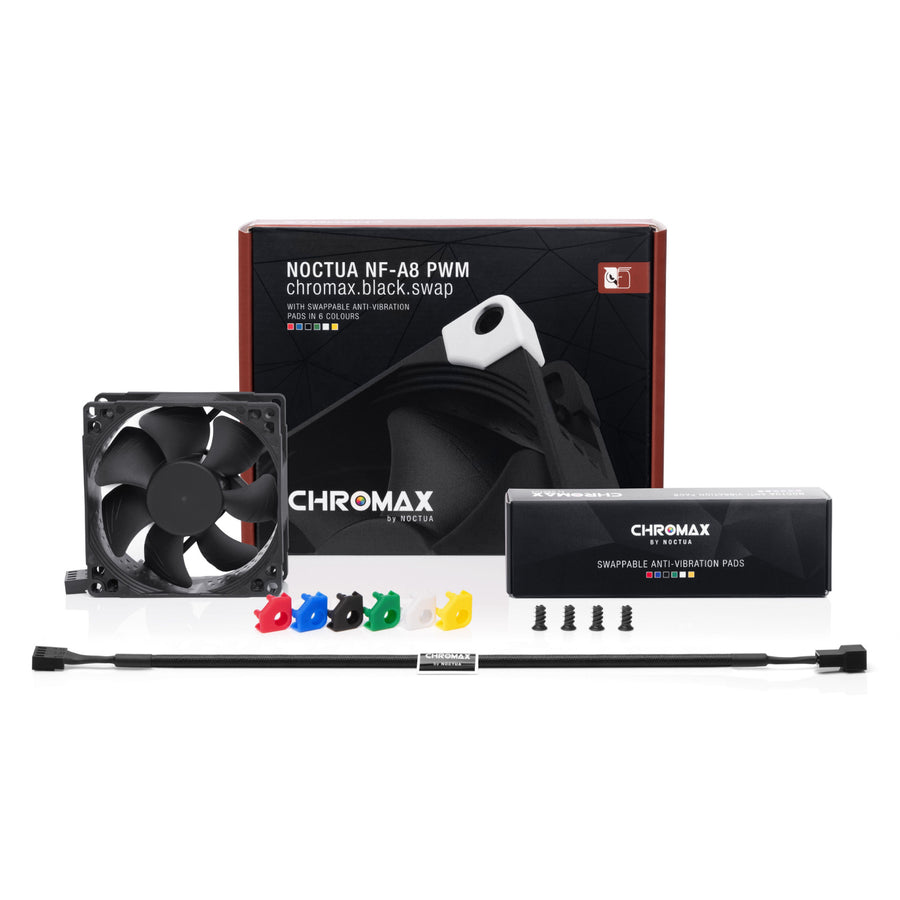 NOCTUA NF-A8-PWM-CH-BK-S Chromax Black Swap High-Efficiency Quiet 80mm Fan Chromax Black - Swap Edition