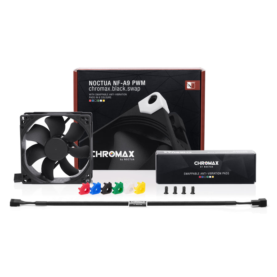 NOCTUA NF-A9-PWM-CH-BK-S Chromax Black Swap High-Efficiency Quiet 92mm Fan Chromax Black - Swap Edition