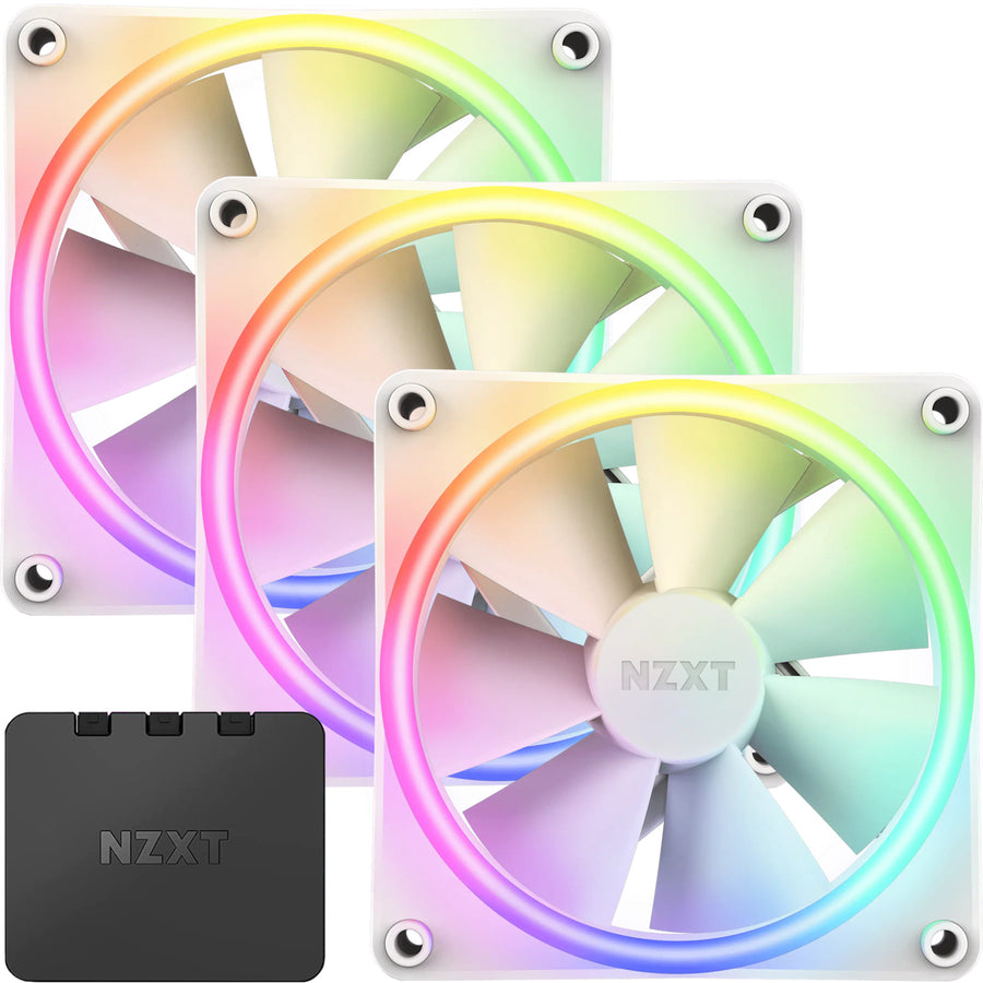 NZXT Aer 2 F120 RGB White 120mm Triple Starter Pack, RGB, PWM, RGB Controller Included