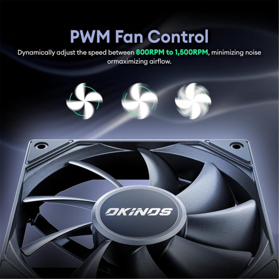 OKINOS Hurricane PWM 120mm Case Fans, 5x Pack