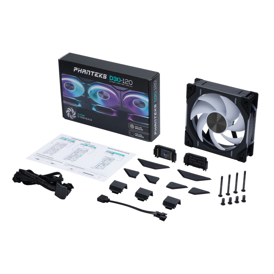 Phanteks D30 120mm PWM DRGB Fan, Single Pack Black