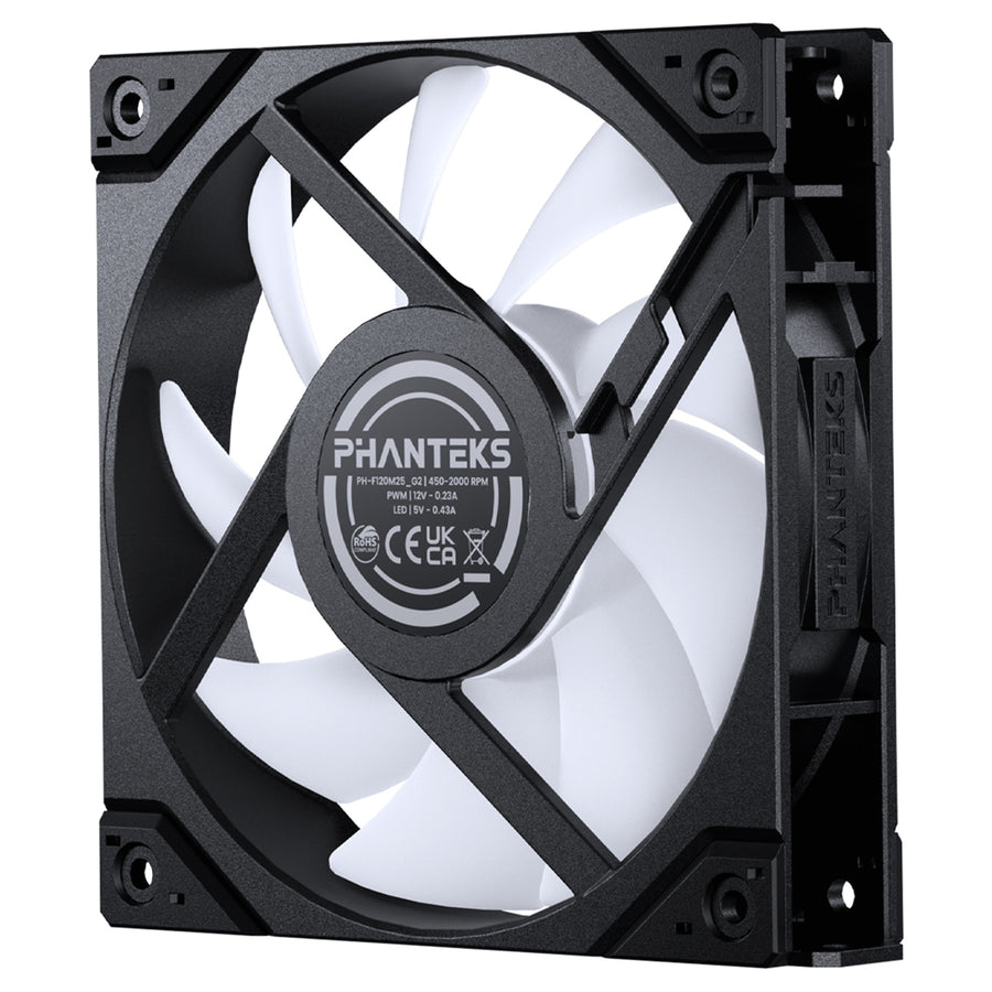 Phanteks M25 G2 120mm PWM ARGB Fan, 3 Pack Reverse, Modular Design with Daisy-chain Unified Fan Frame, Black,