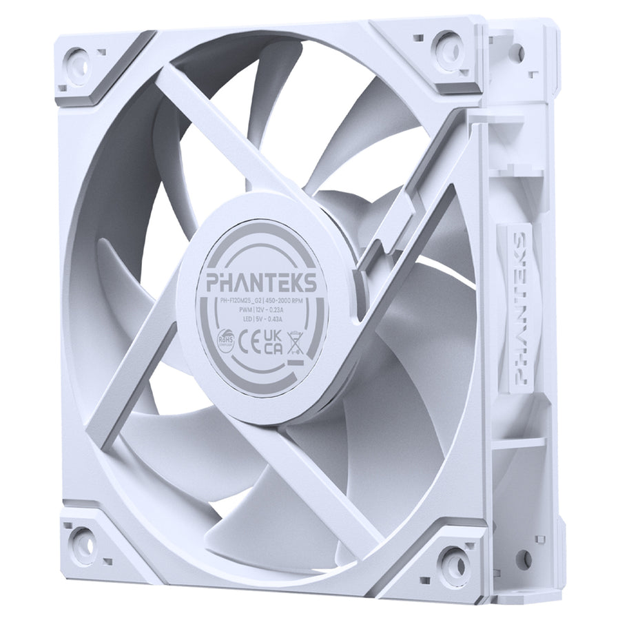 Phanteks M25 G2 120mm PWM ARGB Fan, Reverse, White, 3 Pack