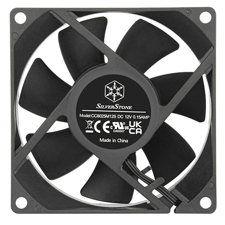 Silverstone FN80 Case 80mm Fan 12V, 3 pin connector., 80mm X 80mm X 25mm