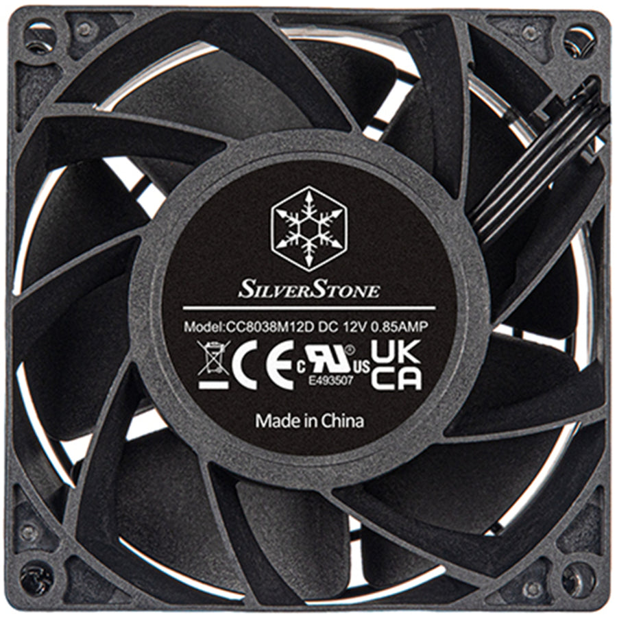Silverstone FHS80X 80mm High Performance industrial fan 80x80x38mm PWM 2000~10000rpm, 2Ball bearing, Black Color