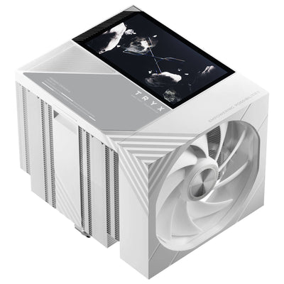 TRYX TURRIS T620 CPU Dual Tower Air Cooler White with 5 inch Display, 6 Heatpipes, 120mm Fans for Intel LGA 1851/1700, AMD AM5/AM4