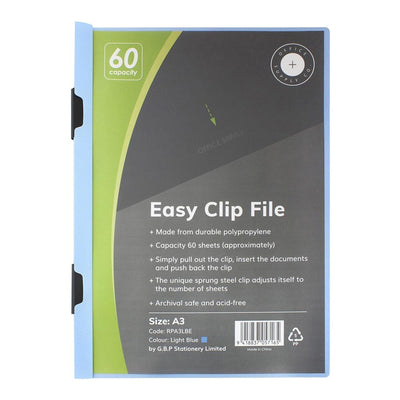 Okin RPA3LBE - OSC Clip Easy File A3 Light Blue 60 Sheet