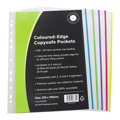 Okin SP100C – OSC Copysafe Sichthüllen A4 sortierte Farben, Packung mit 100
