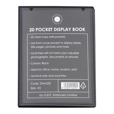 Okin Insert Display Book A5 20 Pocket - Black