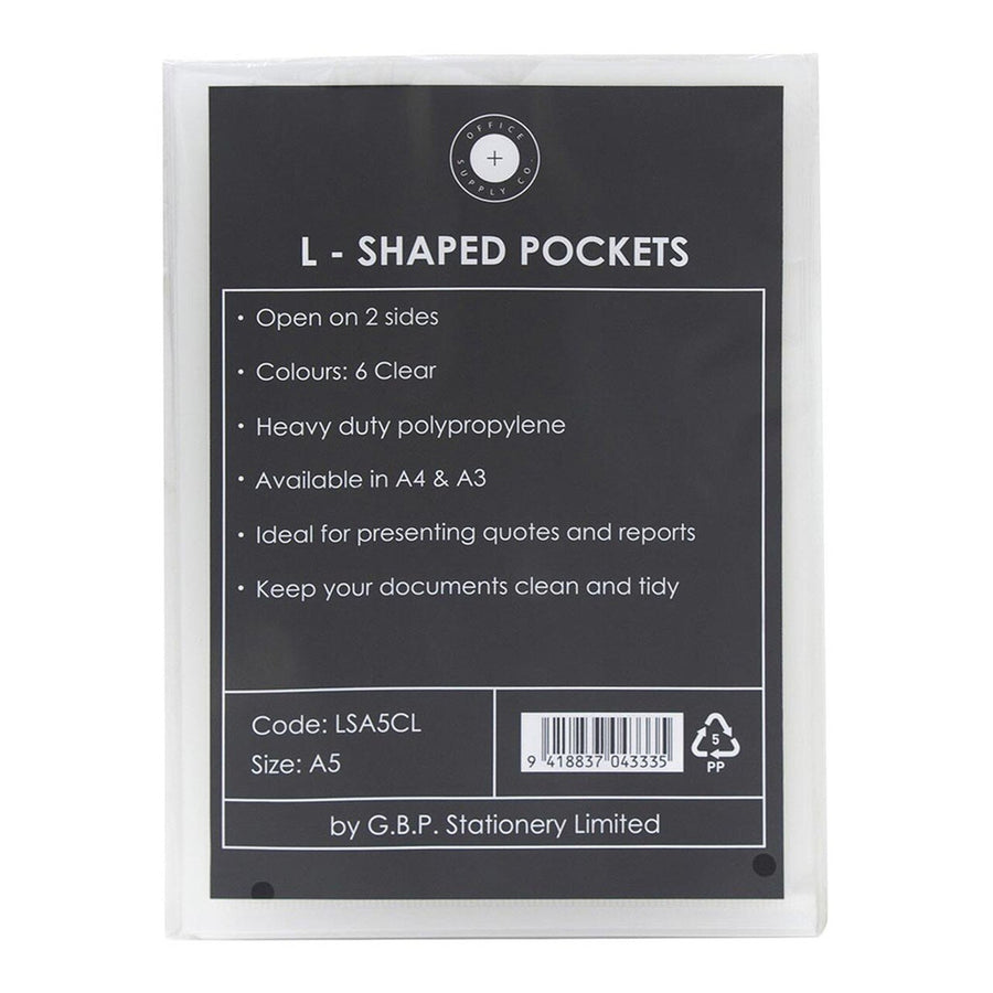 Okin LSA5CL - OSC L-förmige Taschen, strapazierfähig, A5, klar, 6er-Pack