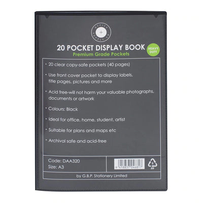 Okin DAA320 Insert Display Book A3 20 Pocket - Black