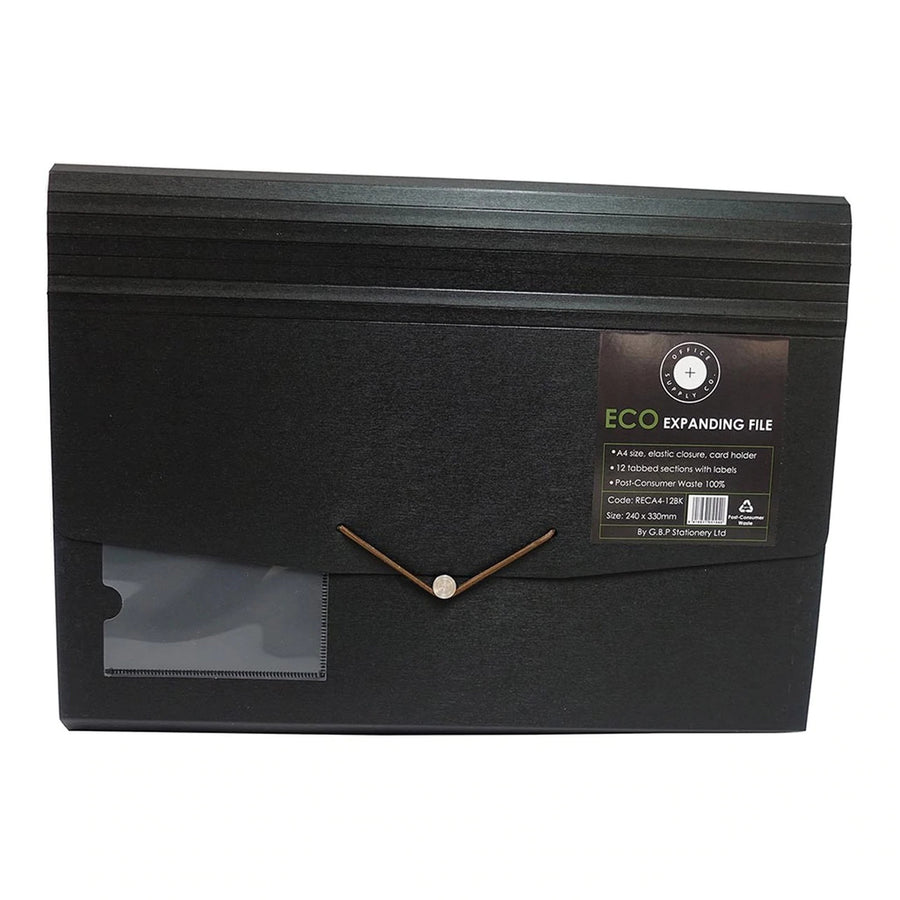 Okin RECA4-12BK - OSC Eco Expanding File A4 12 Pocket Black