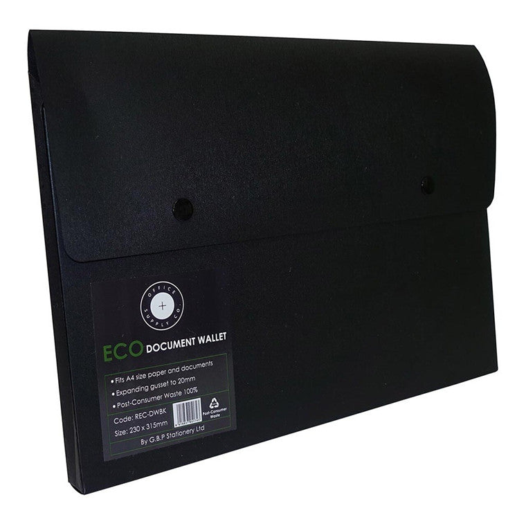 Okin REC-DWBK - OSC Eco Document Wallet A4 Domed Closure Black