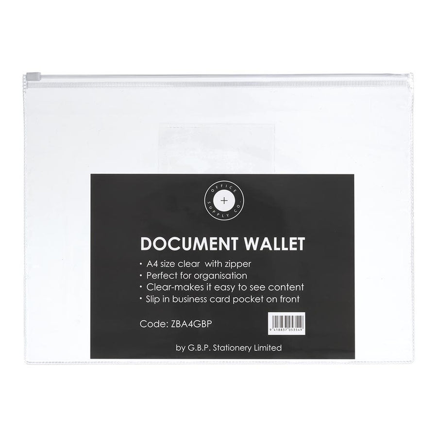 Okin ZBA4GBP - OSC Document Wallet A4 Zip Closure, Pack of 5
