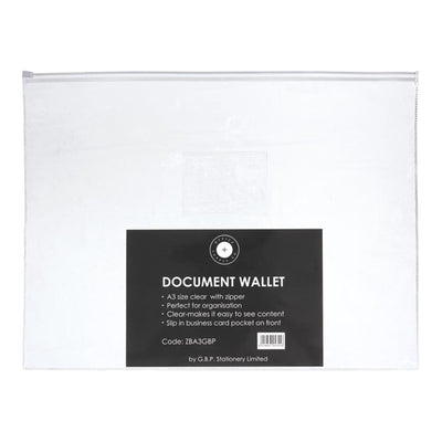 Okin ZBA3GBP - OSC Document Wallet A3 Zip Closure, Pack of 5