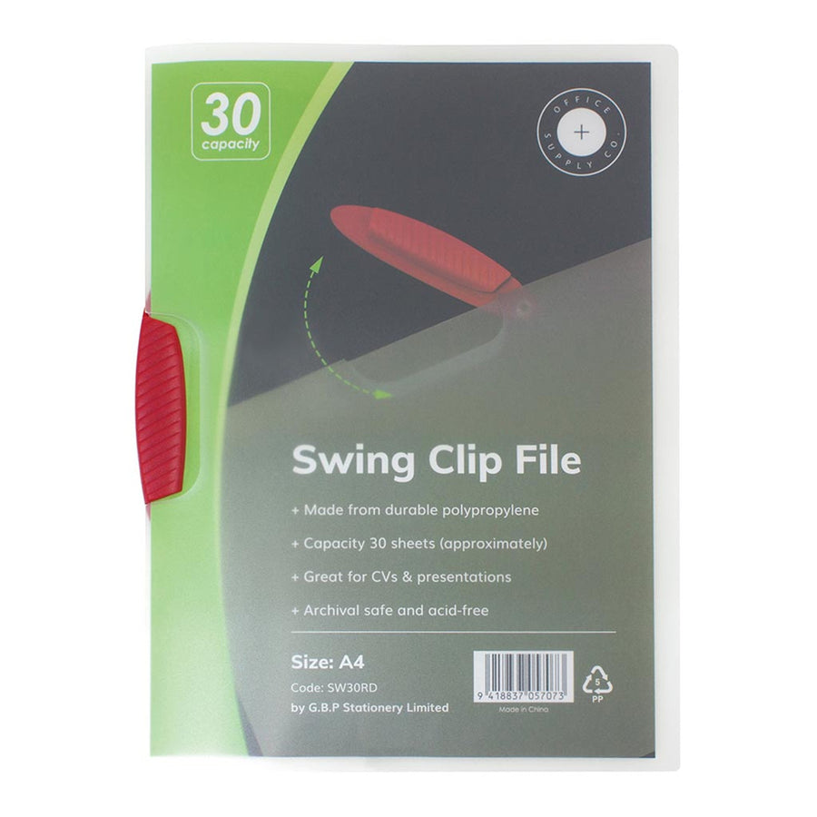 Okin SW30RD - OSC Report Cover Swing Clip A4 Red
