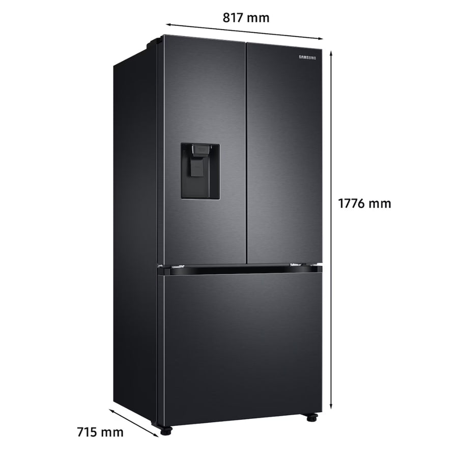 Samsung RF44A5202B1/SA 3 Door French Door Refrigerator with Ice & Water Dispenser - 495L - Black