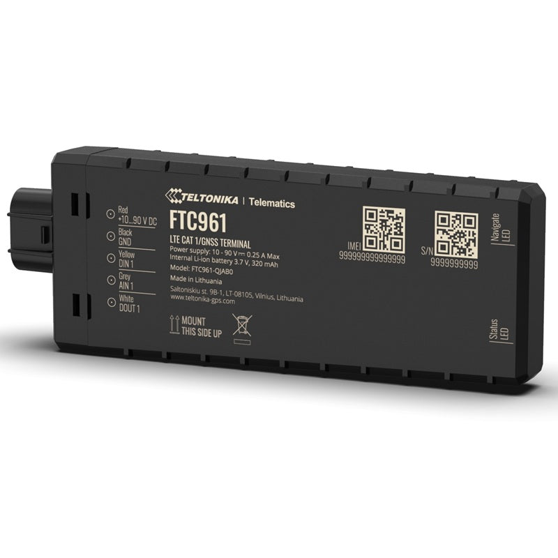 Teltonika Telematics FTC961 - Teltonika FTC961 high voltage 4G LTE Cat 1 vehicle GPS tracker with enhanced GNSS accuracy and IP69K resistance